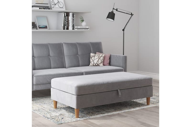 Rahi/Jakkara Lilly Vaaleanharmaa, Sametti/Puu/Muovi - Vaaleanharmaa, Sametti/Puu/Muovi - Huonekalut - Tuoli & nojatuoli - Jakkara & jalkarahi - Rahi