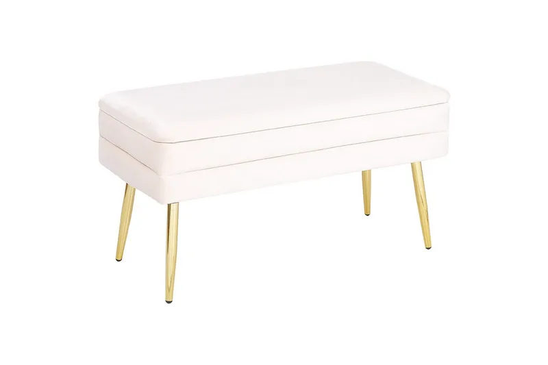 Säilytyspenkki Durham Valkoinen/kulta - Valkoinen/kulta - Huonekalut - Tuoli & nojatuoli - Jakkara & jalkarahi - Rahi