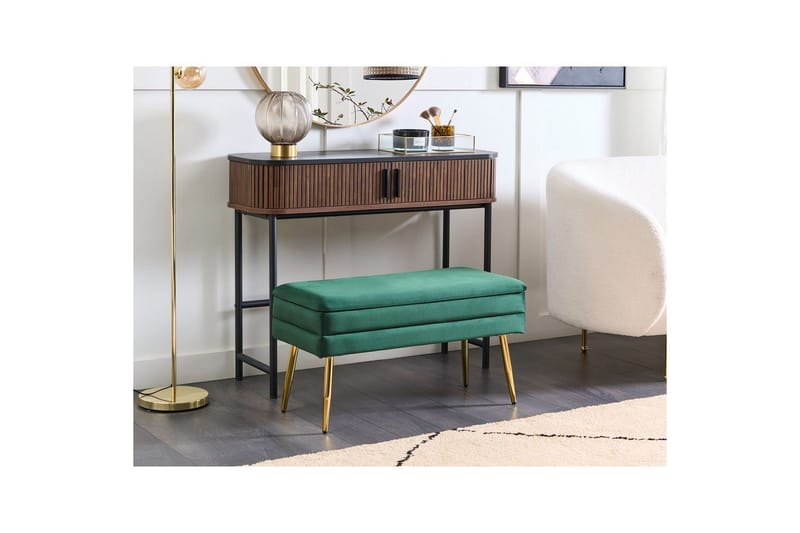 Säilytyspenkki Durham Vihreä/kulta - Vihreä/kulta - Huonekalut - Tuoli & nojatuoli - Jakkara & jalkarahi - Rahi