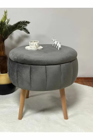 Säilytysrahi Atelier Del Sofa Berlin Babyface (Ø45 x K44 cm) Antrasiitti - Antrasiitti - Huonekalut - Tuoli & nojatuoli - Jakkara & jalkarahi - Säkkirahi