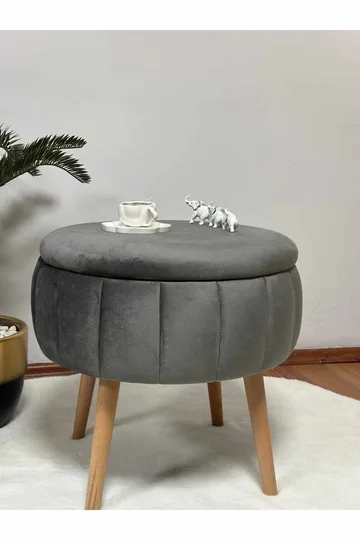 Säilytysrahi Atelier Del Sofa Berlin Babyface (Ø45 x K44 cm) Antrasiitti - Antrasiitti - Huonekalut - Tuoli & nojatuoli - Jakkara & jalkarahi - Säkkirahi
