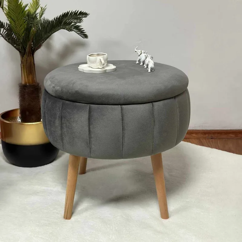 Säilytysrahi Atelier Del Sofa Berlin Babyface (Ø45 x K44 cm) Antrasiitti - Huonekalut - Tuoli & nojatuoli - Jakkara & jalkarahi - Säkkirahi