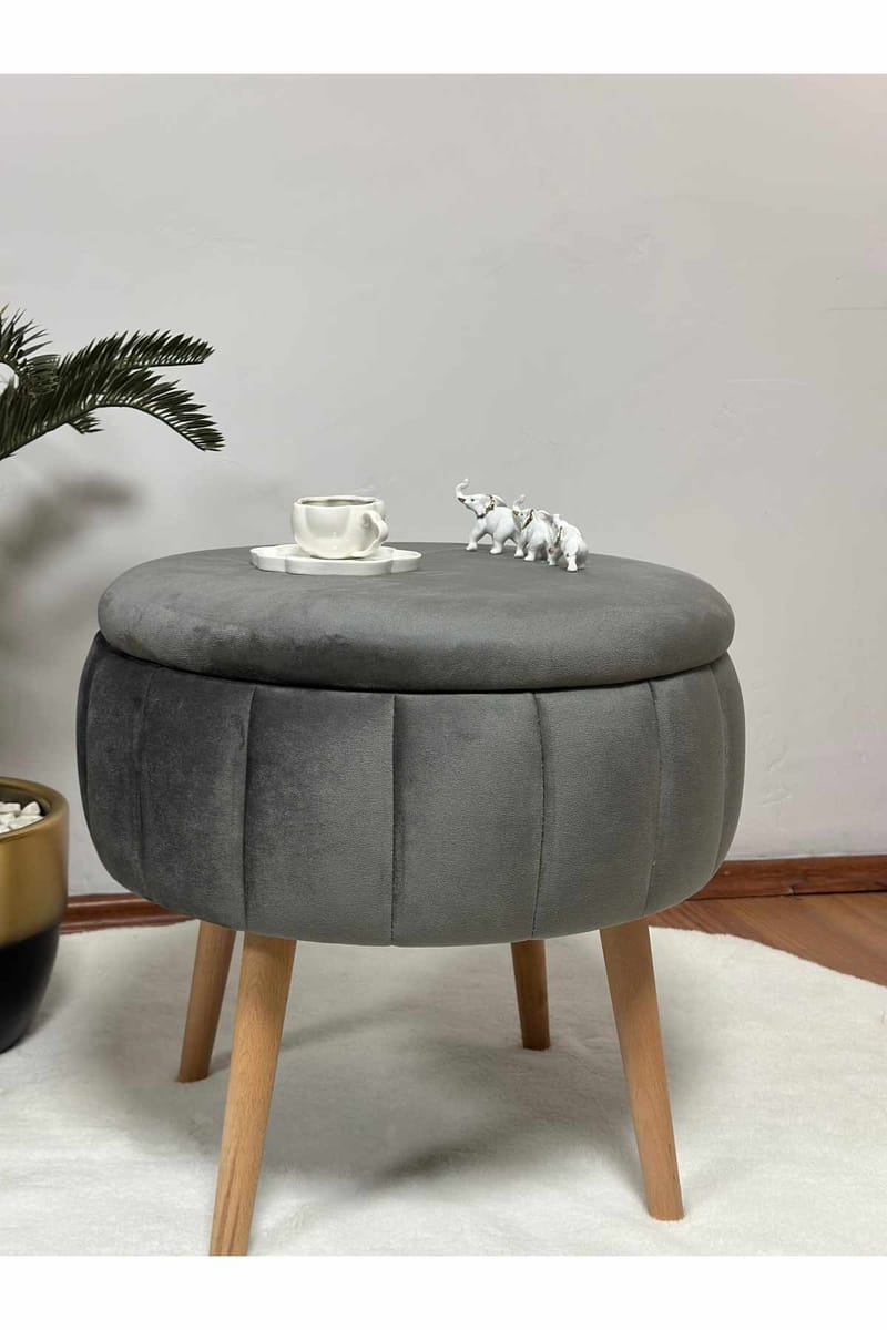 Säilytysrahi Atelier Del Sofa Berlin Babyface (Ø45 x K44 cm) Antrasiitti - Huonekalut - Tuoli & nojatuoli - Jakkara & jalkarahi - Säkkirahi