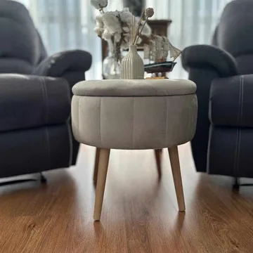 Säilytysrahi Atelier Del Sofa Berlin Babyface (Ø45 x K44 cm) Beige - Huonekalut - Tuoli & nojatuoli - Jakkara & jalkarahi - Säkkirahi