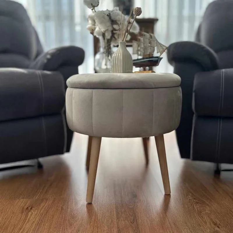 Säilytysrahi Atelier Del Sofa Berlin Babyface (Ø45 x K44 cm) Beige - Huonekalut - Tuoli & nojatuoli - Jakkara & jalkarahi - Säkkirahi