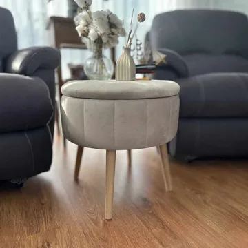 Säilytysrahi Atelier Del Sofa Berlin Babyface (Ø45 x K44 cm) Beige - Huonekalut - Tuoli & nojatuoli - Jakkara & jalkarahi - Säkkirahi