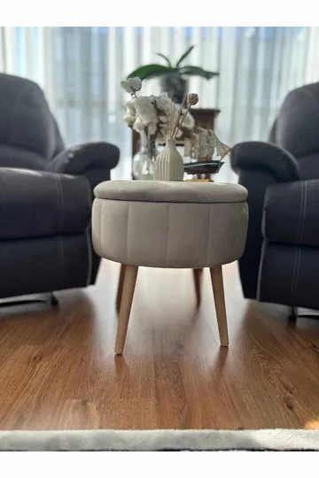 Säilytysrahi Atelier Del Sofa Berlin Babyface (Ø45 x K44 cm) Beige - Huonekalut - Tuoli & nojatuoli - Jakkara & jalkarahi - Säkkirahi