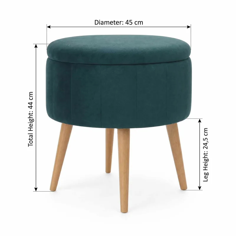 Säilytysrahi Atelier Del Sofa Berlin Babyface (Ø45 x K44 cm) Smaragdi - Huonekalut - Tuoli & nojatuoli - Jakkara & jalkarahi - Säkkirahi