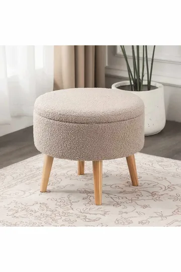 Säilytysrahi Atelier Del Sofa Berlin Wellsoft (Ø45 x K44 cm) Beige - Huonekalut - Tuoli & nojatuoli - Jakkara & jalkarahi - Säkkirahi