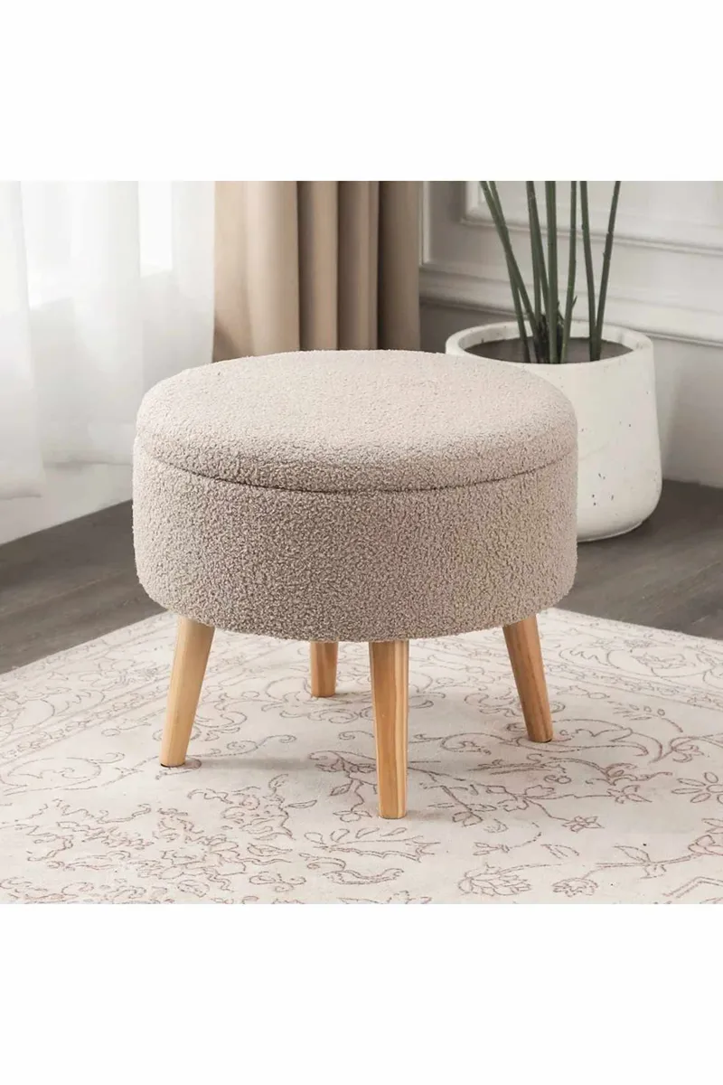 Säilytysrahi Atelier Del Sofa Berlin Wellsoft (Ø45 x K44 cm) Beige - Huonekalut - Tuoli & nojatuoli - Jakkara & jalkarahi - Säkkirahi