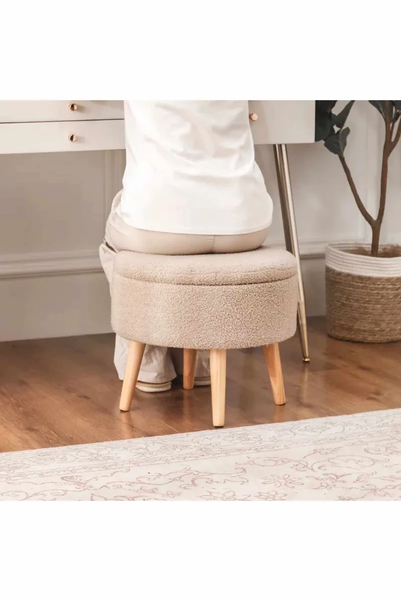 Säilytysrahi Atelier Del Sofa Berlin Wellsoft (Ø45 x K44 cm) Beige - Huonekalut - Tuoli & nojatuoli - Jakkara & jalkarahi - Säkkirahi