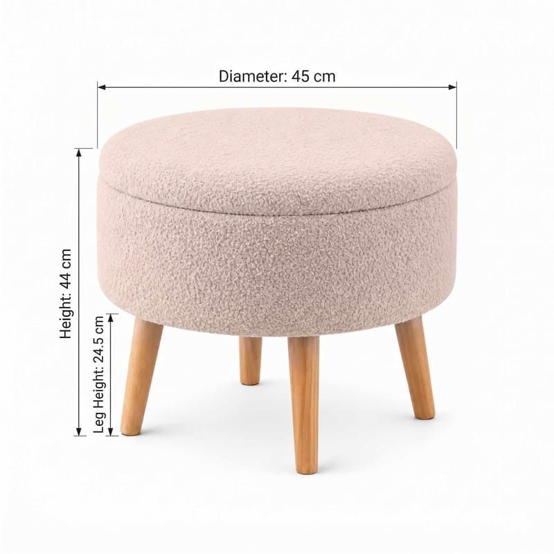 Säilytysrahi Atelier Del Sofa Berlin Wellsoft (Ø45 x K44 cm) Beige - Huonekalut - Tuoli & nojatuoli - Jakkara & jalkarahi - Säkkirahi
