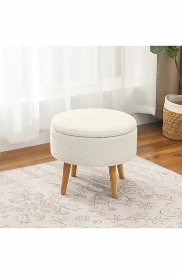 Säilytysrahi Atelier Del Sofa Berlin Wellsoft (Ø45 x K44 cm) Valkoinen - Huonekalut - Tuoli & nojatuoli - Jakkara & jalkarahi - Säkkirahi