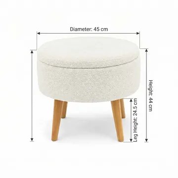 Säilytysrahi Atelier Del Sofa Berlin Wellsoft (Ø45 x K44 cm) Valkoinen - Huonekalut - Tuoli & nojatuoli - Jakkara & jalkarahi - Säkkirahi