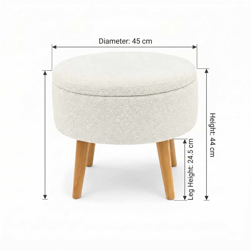 Säilytysrahi Atelier Del Sofa Berlin Wellsoft (Ø45 x K44 cm) Valkoinen - Huonekalut - Tuoli & nojatuoli - Jakkara & jalkarahi - Säkkirahi