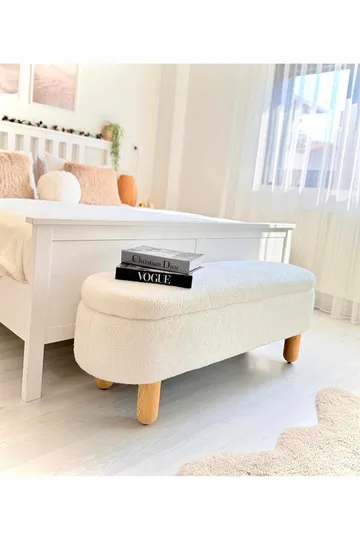 Säilytysrahi Atelier Del Sofa Bohem (120 x 44 x 35 cm) Valkoinen - Huonekalut - Tuoli & nojatuoli - Jakkara & jalkarahi - Säkkirahi