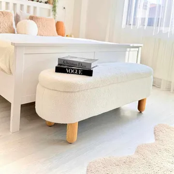 Säilytysrahi Atelier Del Sofa Bohem (120 x 44 x 35 cm) Valkoinen - Huonekalut - Tuoli & nojatuoli - Jakkara & jalkarahi - Säkkirahi