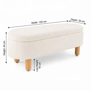 Säilytysrahi Atelier Del Sofa Bohem (120 x 44 x 35 cm) Valkoinen - Huonekalut - Tuoli & nojatuoli - Jakkara & jalkarahi - Säkkirahi
