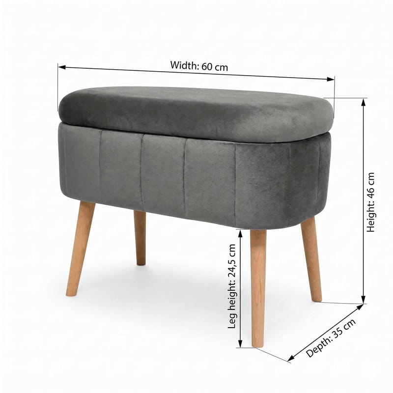 Säilytysrahi Atelier Del Sofa Mini Oslo (60 x 46 x 35 cm) Antrasiitti - Huonekalut - Tuoli & nojatuoli - Jakkara & jalkarahi - Säkkirahi