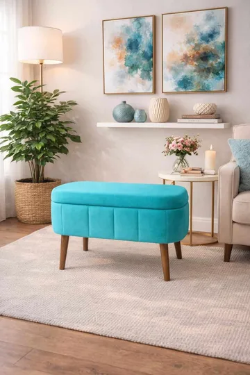 Säilytysrahi Atelier Del Sofa Mini Oslo (60 x 46 x 35 cm) Turkoosi - Huonekalut - Tuoli & nojatuoli - Jakkara & jalkarahi - Säkkirahi