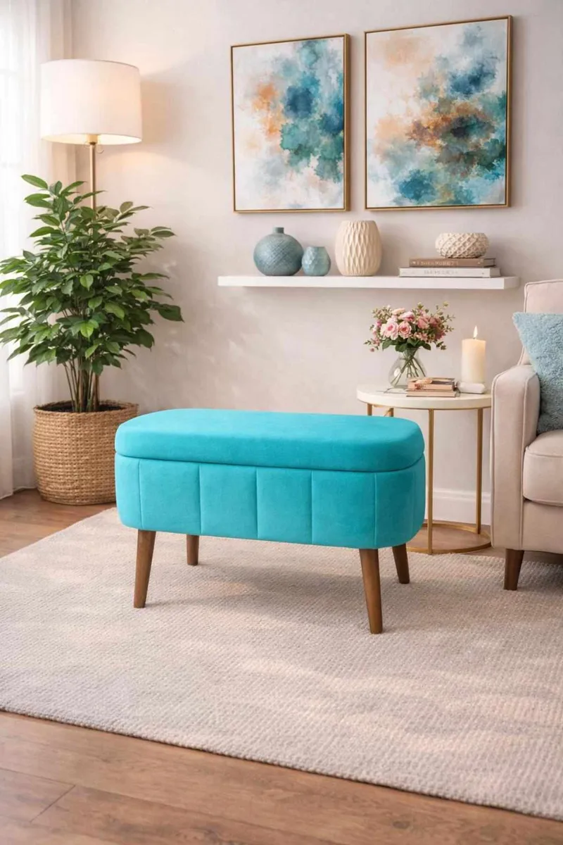 Säilytysrahi Atelier Del Sofa Mini Oslo (60 x 46 x 35 cm) Turkoosi - Huonekalut - Tuoli & nojatuoli - Jakkara & jalkarahi - Säkkirahi