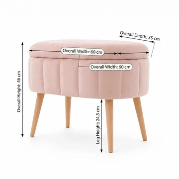 Säilytysrahi Atelier Del Sofa Mini Oslo (60 x 46 x 35 cm) Vaaleanpunainen - Huonekalut - Tuoli & nojatuoli - Jakkara & jalkarahi - Säkkirahi