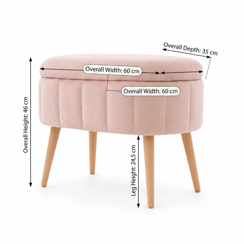 Säilytysrahi Atelier Del Sofa Mini Oslo (60 x 46 x 35 cm) Vaaleanpunainen - Huonekalut - Tuoli & nojatuoli - Jakkara & jalkarahi - Säkkirahi