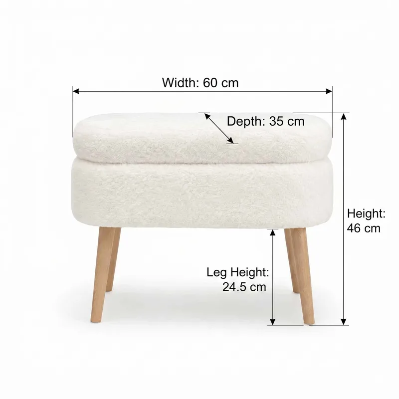Säilytysrahi Atelier Del Sofa Mini Oslo (60 x 46 x 35 cm) Valkoinen - Huonekalut - Tuoli & nojatuoli - Jakkara & jalkarahi - Säkkirahi