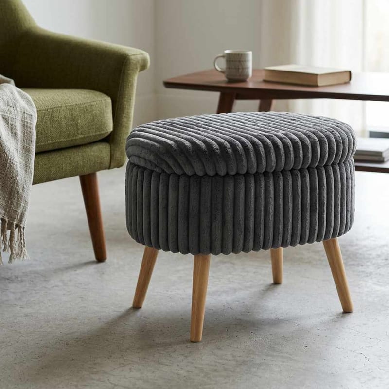 Säilytysrahi Atelier Del Sofa Mini Oslo Linen (60 x 46 x 35 cm) Antrasiitti - Antrasiitti - Huonekalut - Tuoli & nojatuoli - Jakkara & jalkarahi - Säkkirahi