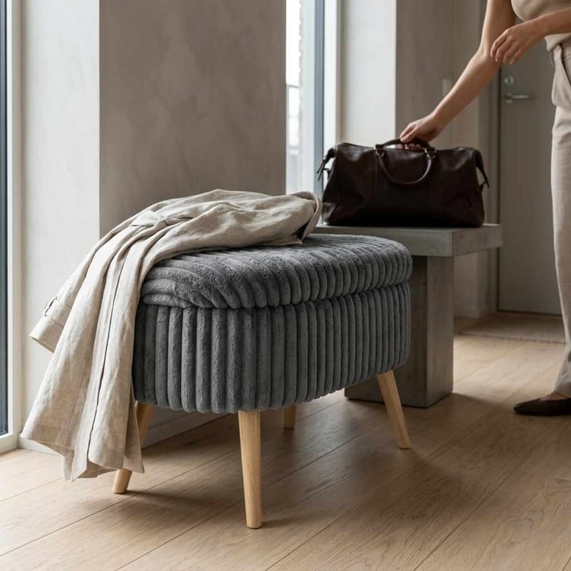 Säilytysrahi Atelier Del Sofa Mini Oslo Linen (60 x 46 x 35 cm) Antrasiitti - Antrasiitti - Huonekalut - Tuoli & nojatuoli - Jakkara & jalkarahi - Säkkirahi