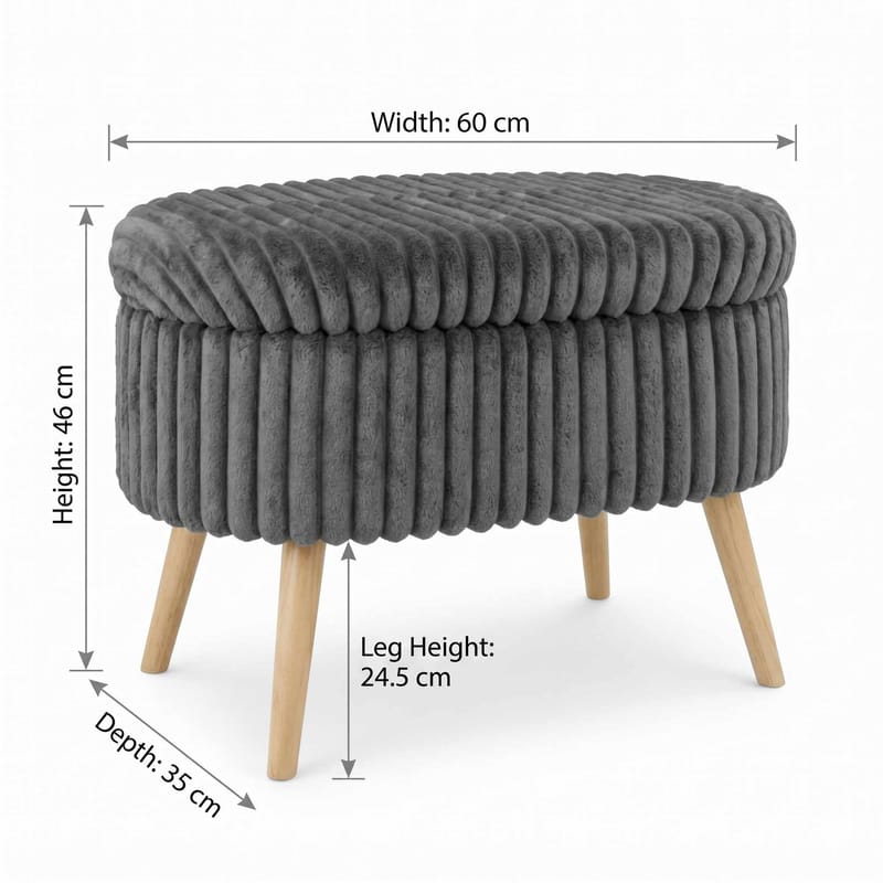 Säilytysrahi Atelier Del Sofa Mini Oslo Linen (60 x 46 x 35 cm) Antrasiitti - Antrasiitti - Huonekalut - Tuoli & nojatuoli - Jakkara & jalkarahi - Säkkirahi