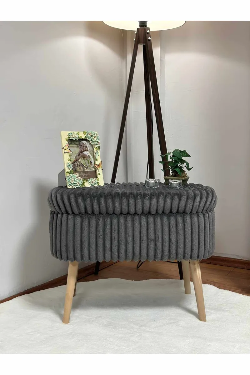 Säilytysrahi Atelier Del Sofa Mini Oslo Linen (60 x 46 x 35 cm) Antrasiitti - Antrasiitti - Huonekalut - Tuoli & nojatuoli - Jakkara & jalkarahi - Säkkirahi