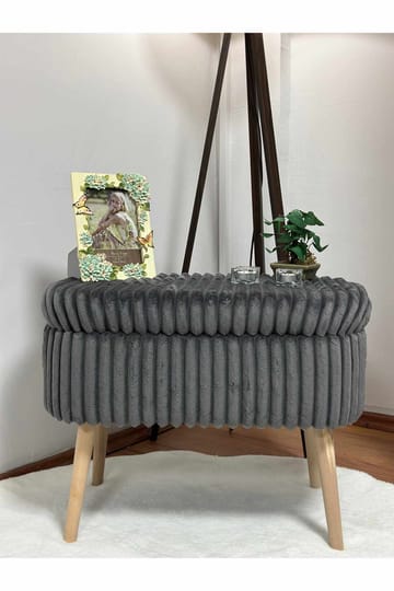 Säilytysrahi Atelier Del Sofa Mini Oslo Linen (60 x 46 x 35 cm) Antrasiitti - Antrasiitti - Huonekalut - Tuoli & nojatuoli - Jakkara & jalkarahi - Säkkirahi