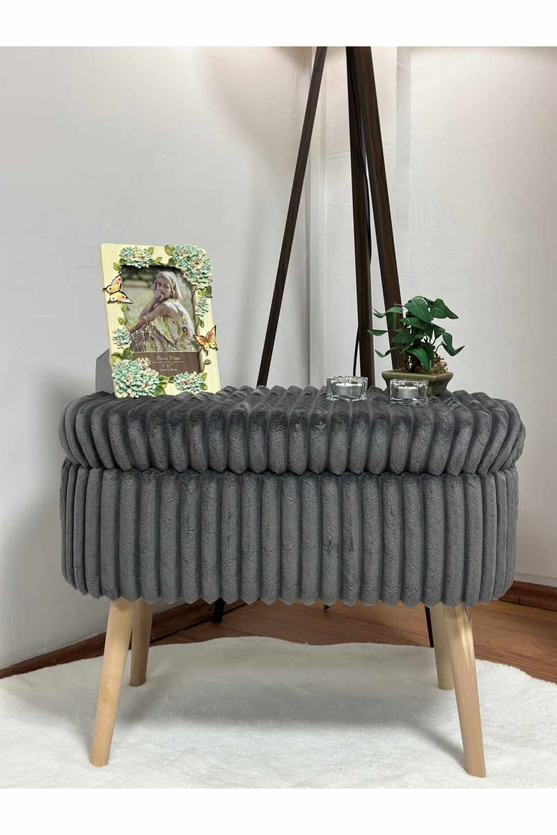 Säilytysrahi Atelier Del Sofa Mini Oslo Linen (60 x 46 x 35 cm) Antrasiitti - Antrasiitti - Huonekalut - Tuoli & nojatuoli - Jakkara & jalkarahi - Säkkirahi