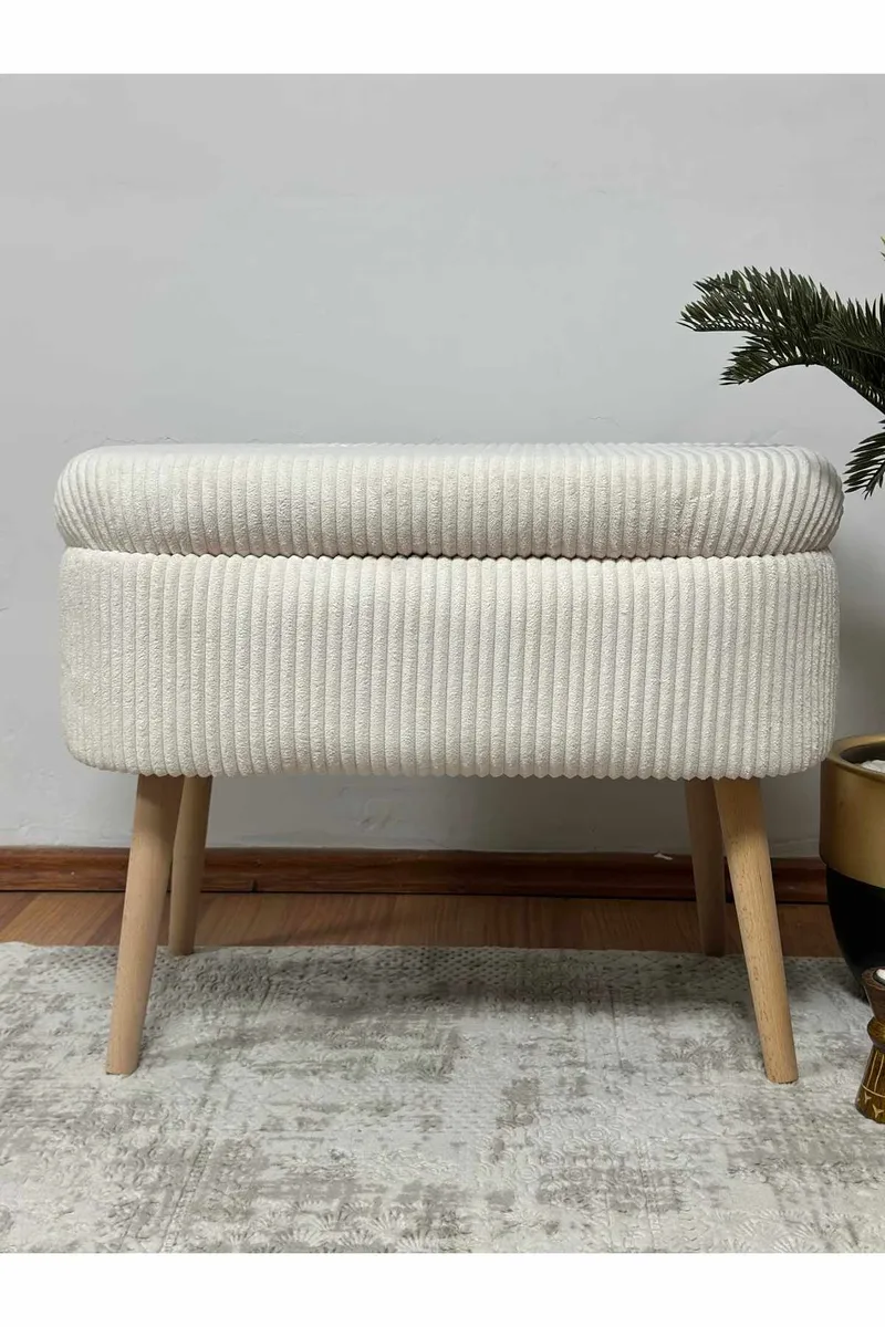 Säilytysrahi Atelier Del Sofa Mini Oslo Linen (60 x 46 x 35 cm) Kermanvärinen - Huonekalut - Tuoli & nojatuoli - Jakkara & jalkarahi - Säkkirahi