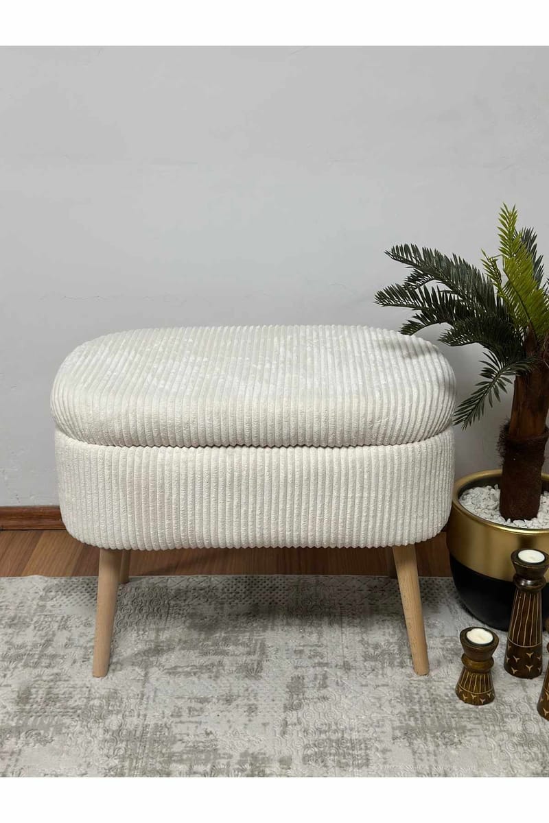 Säilytysrahi Atelier Del Sofa Mini Oslo Linen (60 x 46 x 35 cm) Kermanvärinen - Huonekalut - Tuoli & nojatuoli - Jakkara & jalkarahi - Säkkirahi