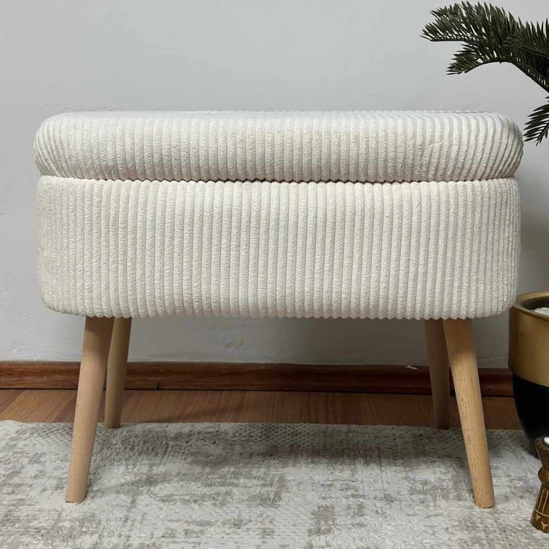 Säilytysrahi Atelier Del Sofa Mini Oslo Linen (60 x 46 x 35 cm) Kermanvärinen - Huonekalut - Tuoli & nojatuoli - Jakkara & jalkarahi - Säkkirahi