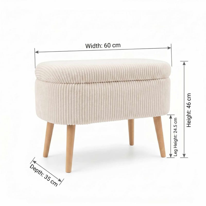 Säilytysrahi Atelier Del Sofa Mini Oslo Linen (60 x 46 x 35 cm) Kermanvärinen - Huonekalut - Tuoli & nojatuoli - Jakkara & jalkarahi - Säkkirahi