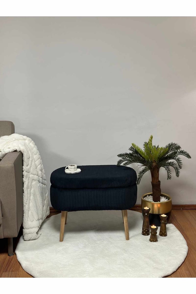 Säilytysrahi Atelier Del Sofa Mini Oslo Linen (60 x 46 x 35 cm) Musta - Huonekalut - Tuoli & nojatuoli - Jakkara & jalkarahi - Säkkirahi