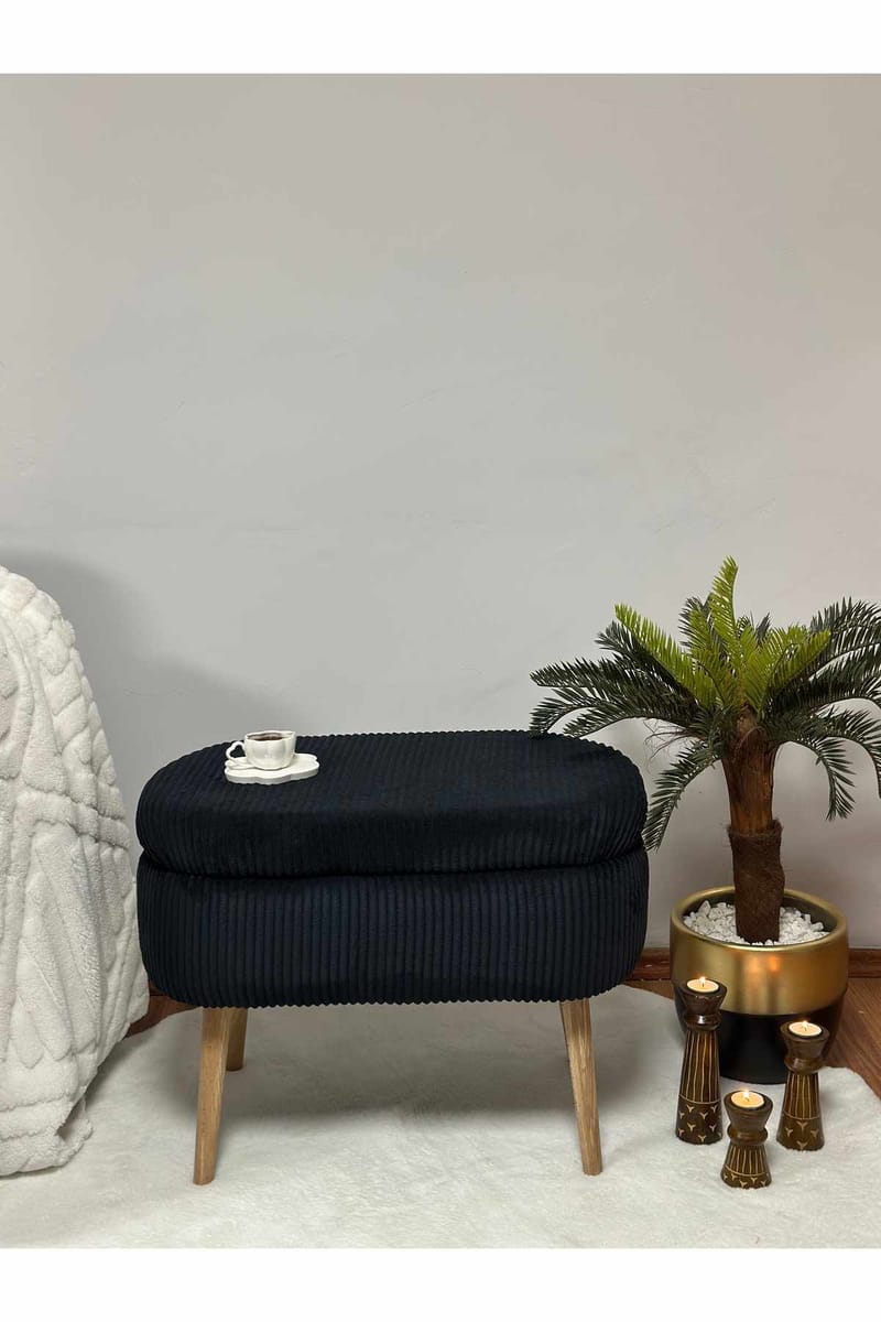 Säilytysrahi Atelier Del Sofa Mini Oslo Linen (60 x 46 x 35 cm) Musta - Huonekalut - Tuoli & nojatuoli - Jakkara & jalkarahi - Säkkirahi