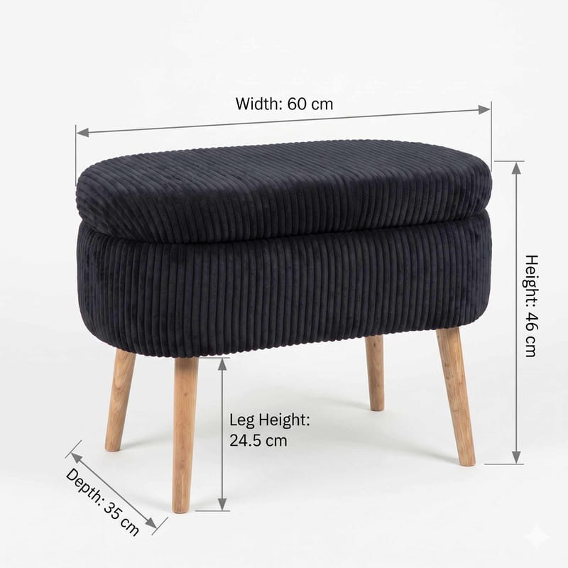 Säilytysrahi Atelier Del Sofa Mini Oslo Linen (60 x 46 x 35 cm) Musta - Huonekalut - Tuoli & nojatuoli - Jakkara & jalkarahi - Säkkirahi