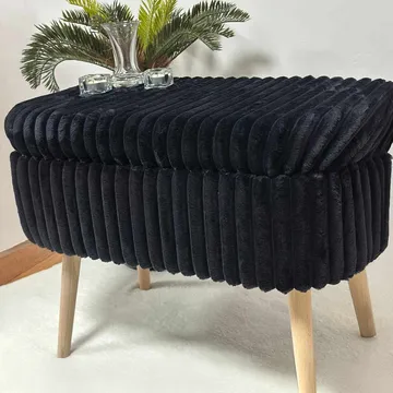 Säilytysrahi Atelier Del Sofa Mini Oslo Linen (60 x 46 x 35 cm) Toscano Black - Huonekalut - Tuoli & nojatuoli - Jakkara & jalkarahi - Säkkirahi