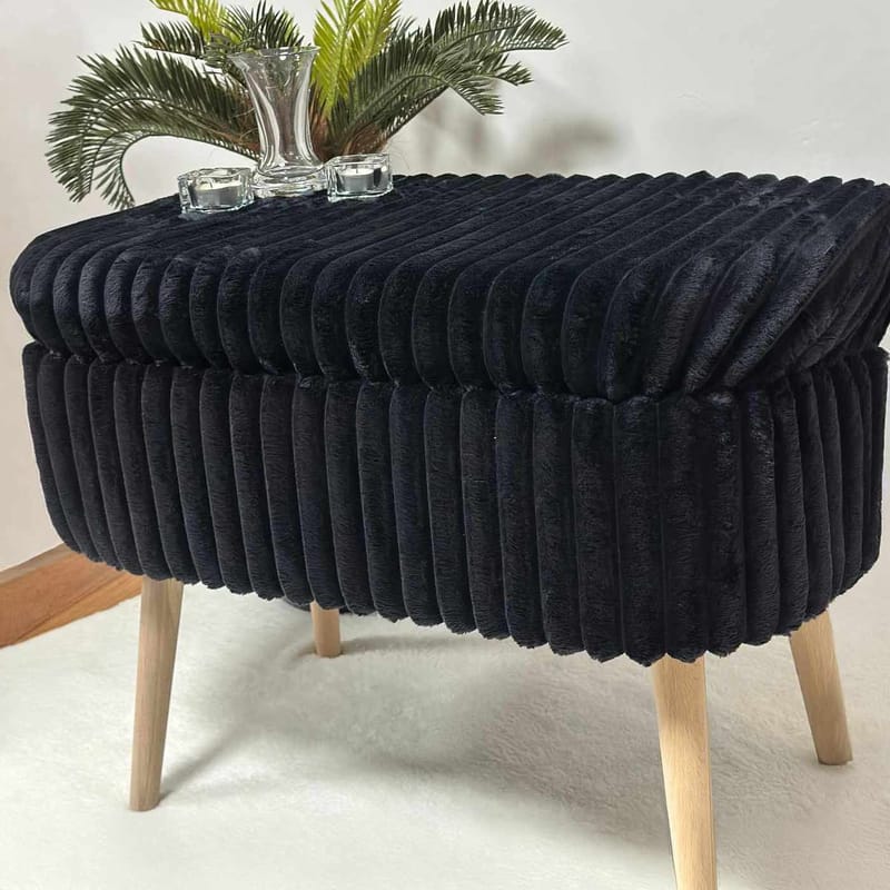 Säilytysrahi Atelier Del Sofa Mini Oslo Linen (60 x 46 x 35 cm) Toscano Black - Huonekalut - Tuoli & nojatuoli - Jakkara & jalkarahi - Säkkirahi