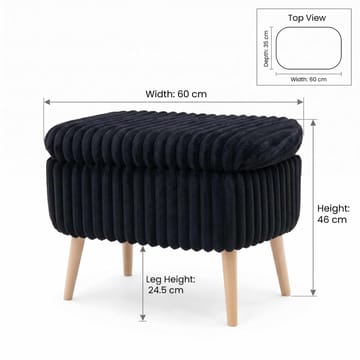 Säilytysrahi Atelier Del Sofa Mini Oslo Linen (60 x 46 x 35 cm) Toscano Black - Huonekalut - Tuoli & nojatuoli - Jakkara & jalkarahi - Säkkirahi