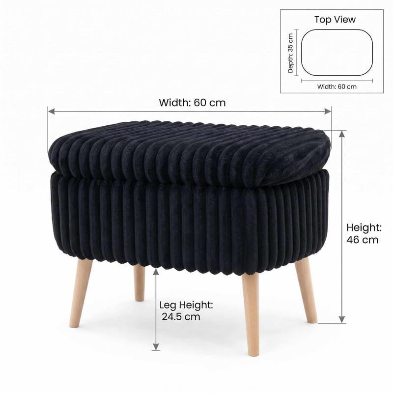 Säilytysrahi Atelier Del Sofa Mini Oslo Linen (60 x 46 x 35 cm) Toscano Black - Huonekalut - Tuoli & nojatuoli - Jakkara & jalkarahi - Säkkirahi