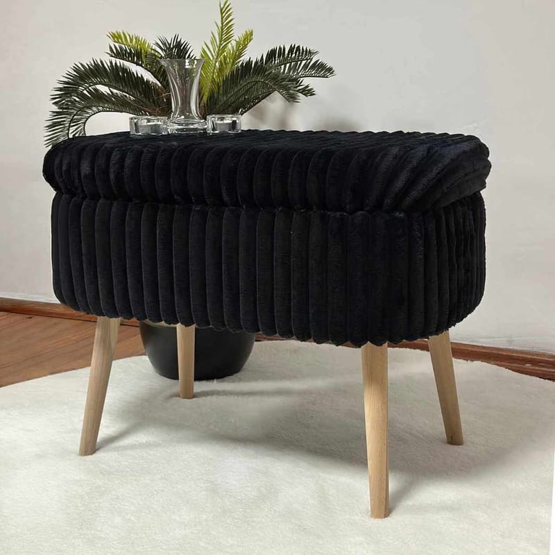 Säilytysrahi Atelier Del Sofa Mini Oslo Linen (60 x 46 x 35 cm) Toscano Black - Huonekalut - Tuoli & nojatuoli - Jakkara & jalkarahi - Säkkirahi