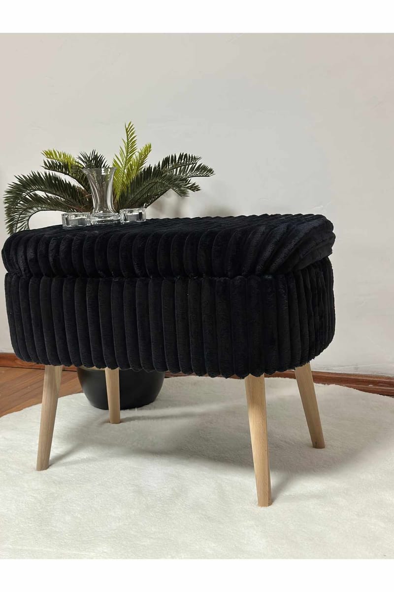Säilytysrahi Atelier Del Sofa Mini Oslo Linen (60 x 46 x 35 cm) Toscano Black - Huonekalut - Tuoli & nojatuoli - Jakkara & jalkarahi - Säkkirahi