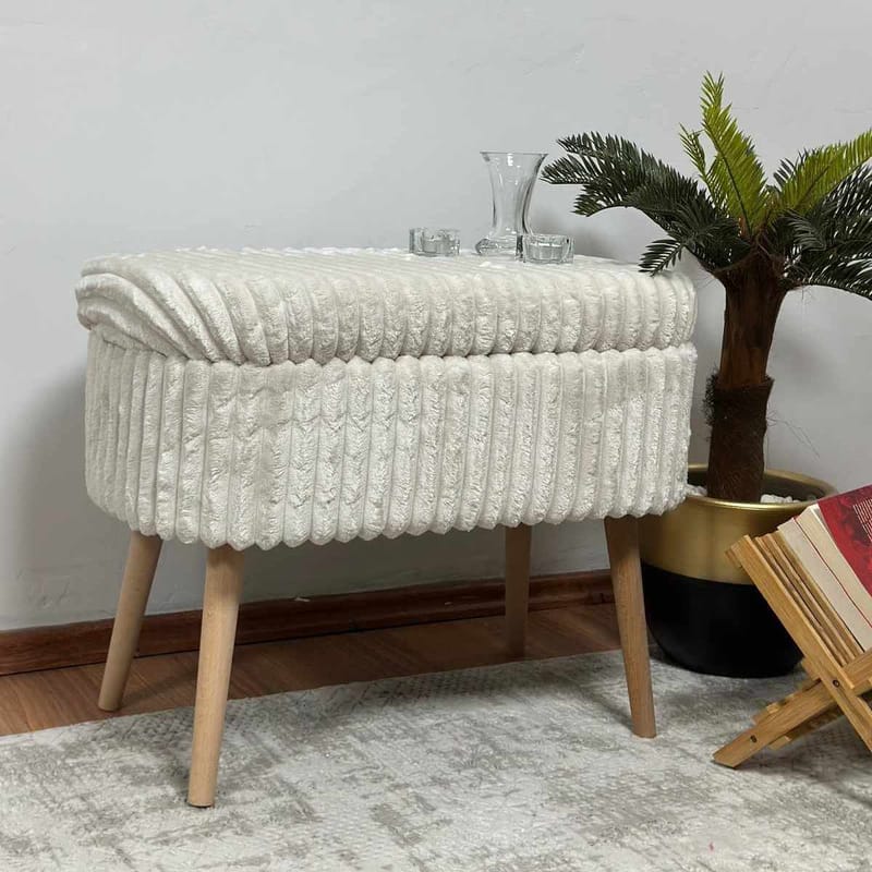 Säilytysrahi Atelier Del Sofa Mini Oslo Linen (60 x 46 x 35 cm) Toscano Cream - Huonekalut - Tuoli & nojatuoli - Jakkara & jalkarahi - Säkkirahi