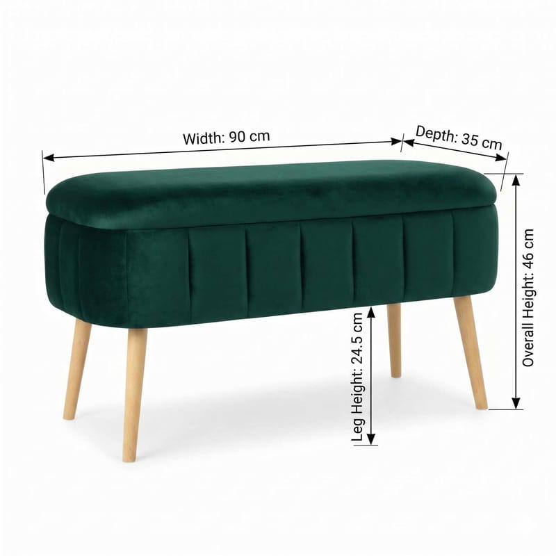 Säilytysrahi Atelier Del Sofa Oslo Babyface (90 x 46 x 35 cm) Smaragdi - Huonekalut - Tuoli & nojatuoli - Jakkara & jalkarahi - Säkkirahi