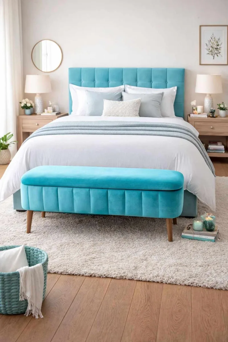 Säilytysrahi Atelier Del Sofa Oslo Babyface (90 x 46 x 35 cm) Turkoosi - Huonekalut - Tuoli & nojatuoli - Jakkara & jalkarahi - Säkkirahi